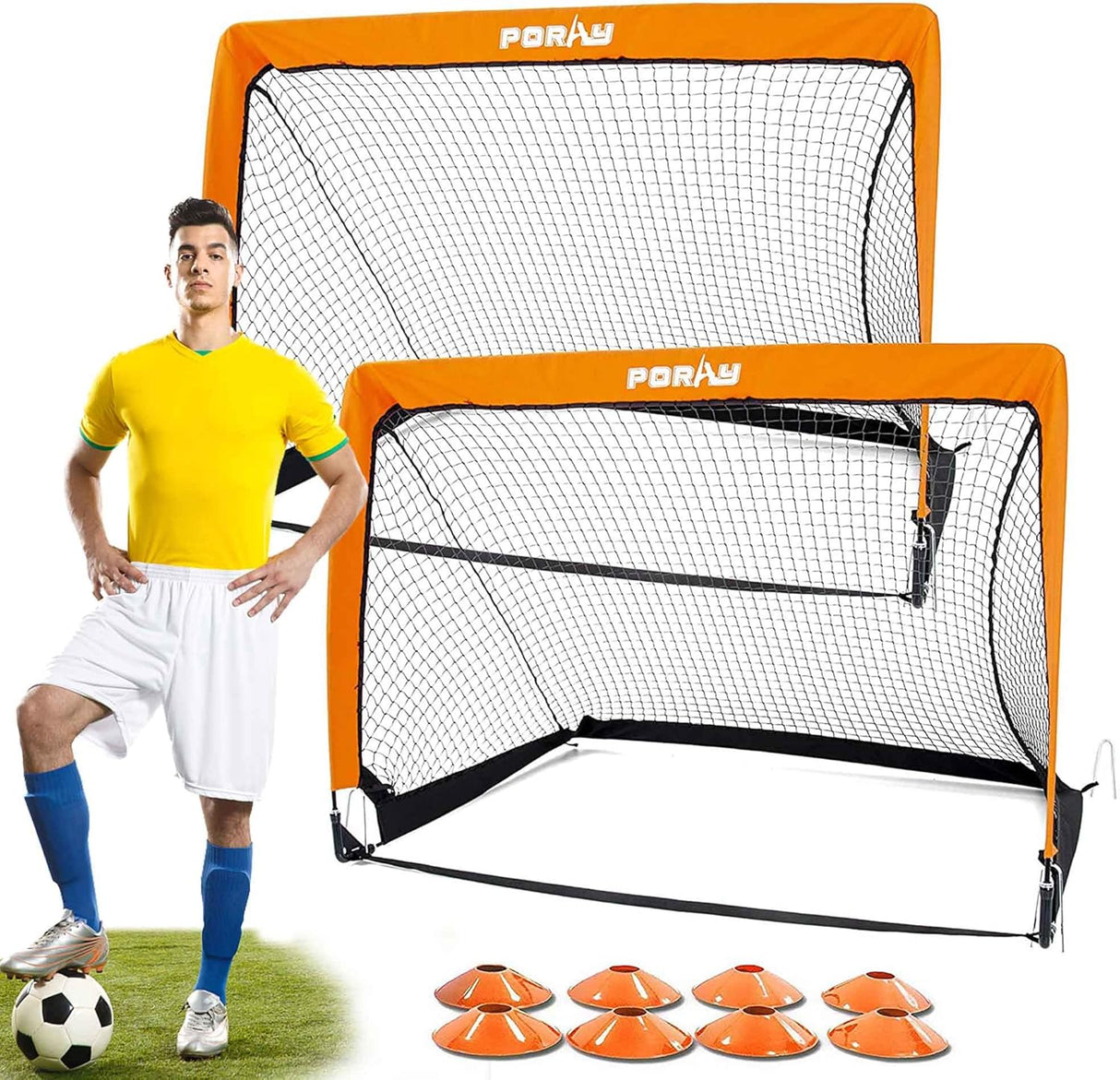 Poray Portería de fútbol portátil para niños y adultos