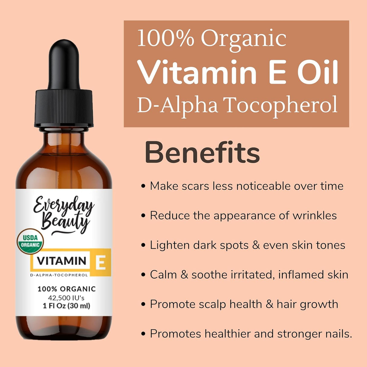 Aceite de Vitamina E Orgánico Puro  Reduce Arrugas y Manchas