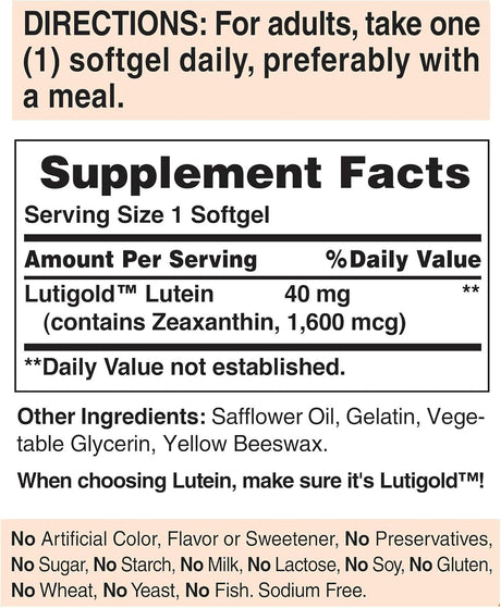 Luteína 40 mg con zeaxantina, salud ocular, 120 uds. Pack 2