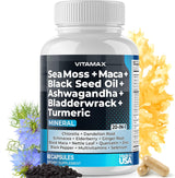 Suplemento natural con Sea Moss, Maca y Aceite de Semilla Negra, 60 cápsulas