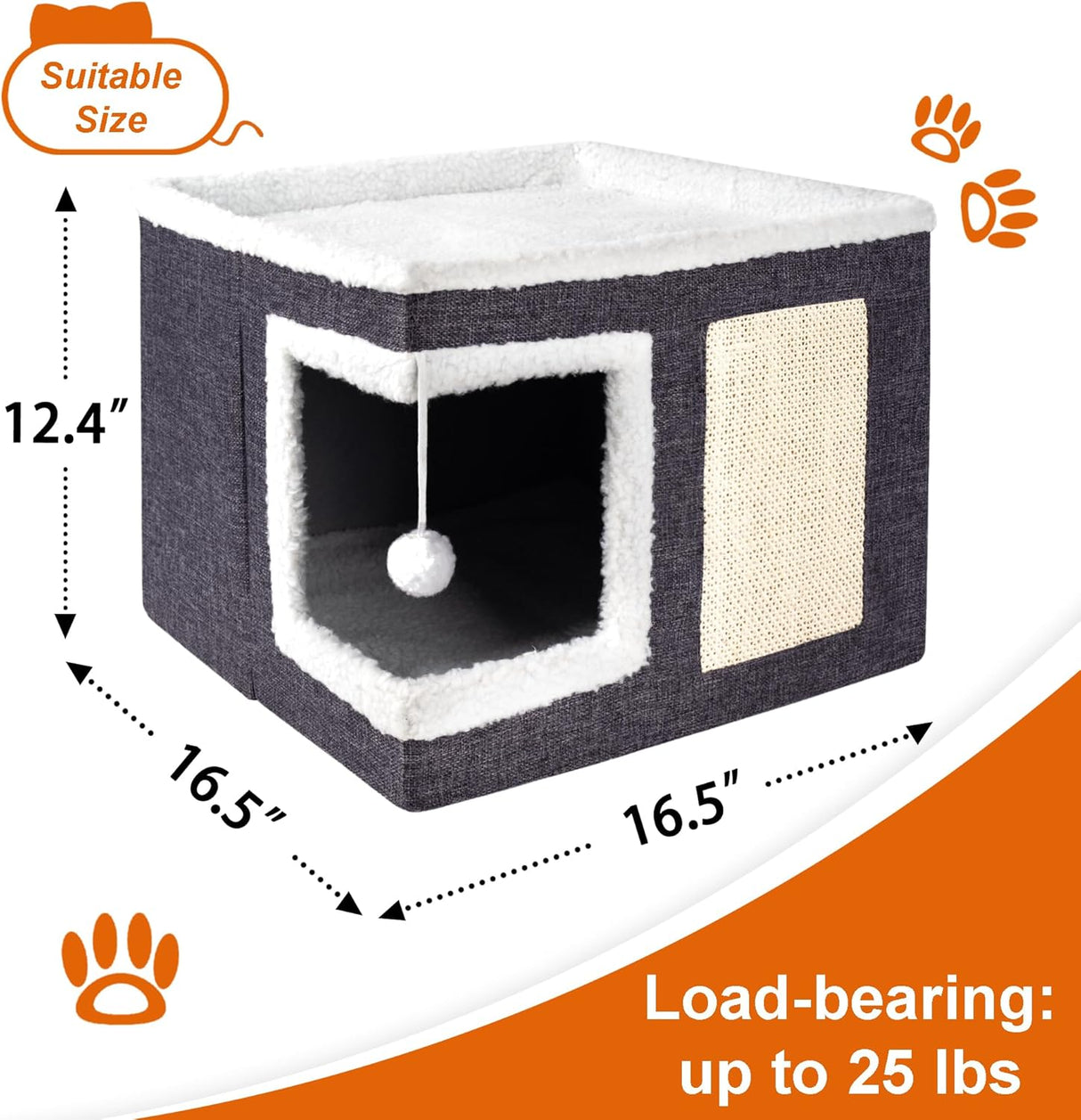 Casa para gatos grandes, marca desconocida, cama reversible, modelo