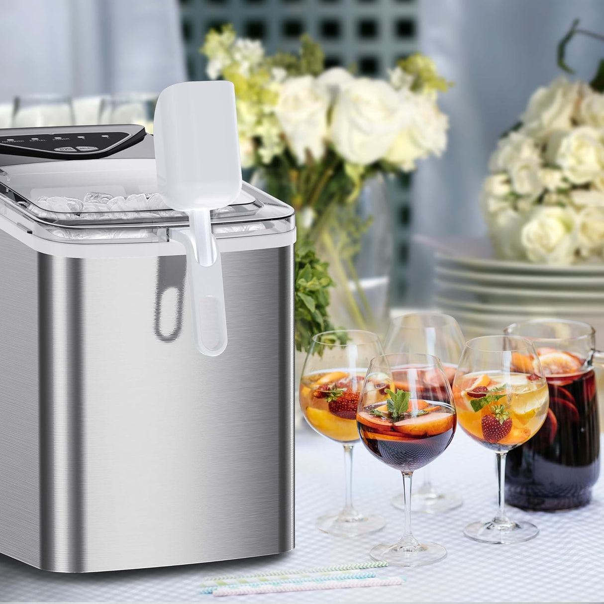 Máquina de Hielo Silonn, 9 Cubos en 6 Min, 26 Lbs en 24 Hrs