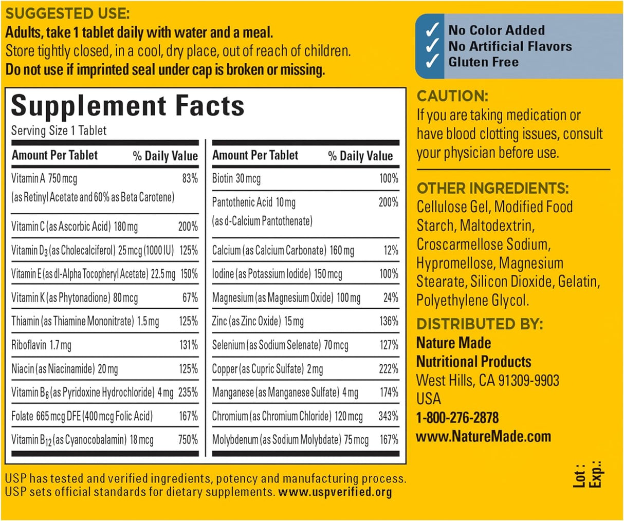 Tabletas de multivitaminas Nature Made para hombre, 90 tabletas para la ayuda nutricional diaria