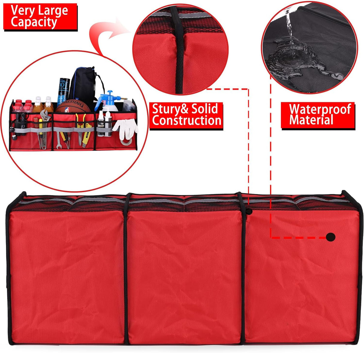 Organizador de Maletero Homeve, Pockets y 3 Compartimentos