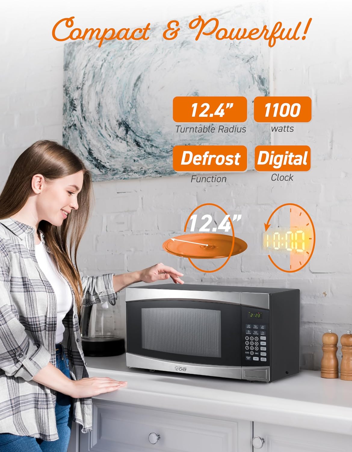 Microondas Comercial Chef 1.4 Pies Cúbicos 1100W, 10 Niveles
