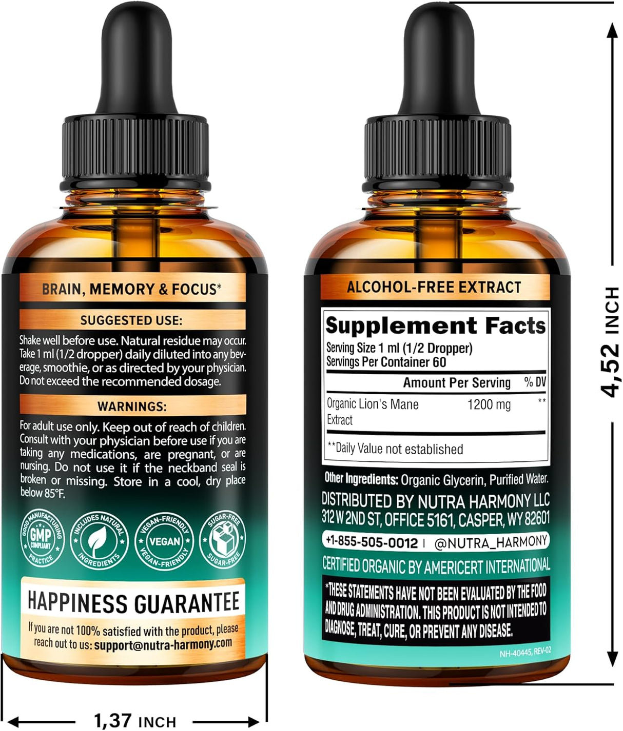 Suplemento de Melena de León - Orgánico - 72,000 mg / 2 oz