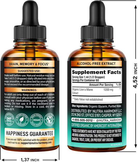 Suplemento de Melena de León - Orgánico - 72,000 mg / 2 oz