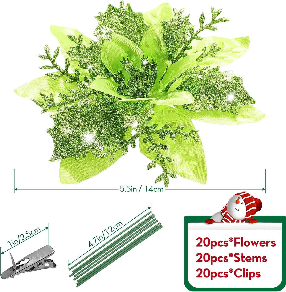 Flores Artificiales Poinsettia Serwalin 20pcs Decoraciones 14cm