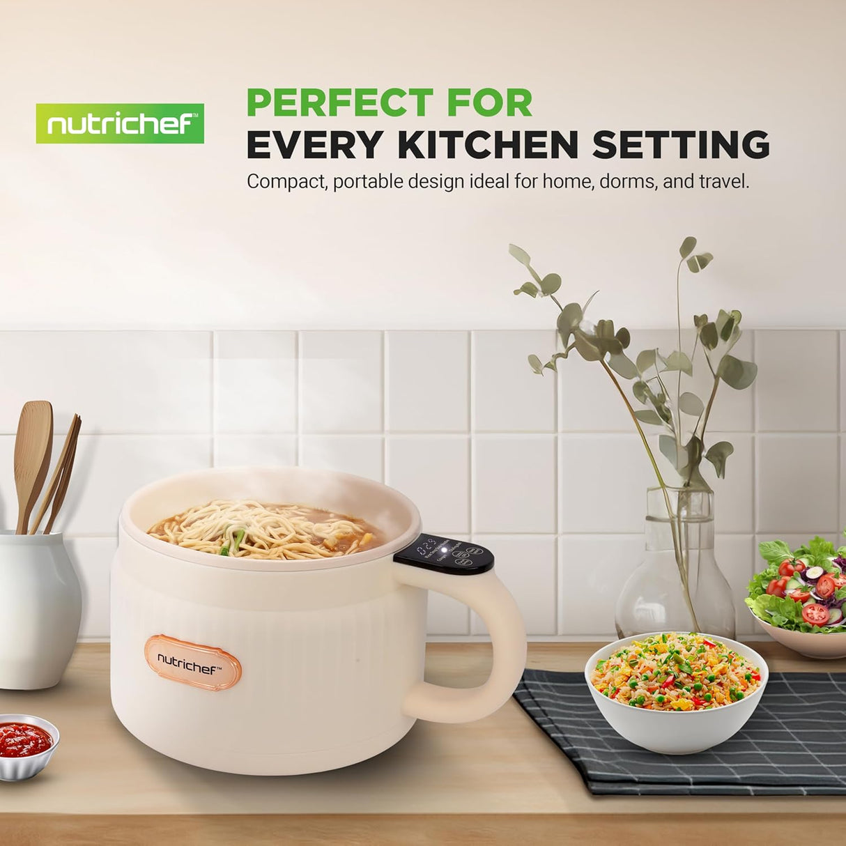 Arrocera eléctrica NutriChef 1.6 QT, multiusos, control digital
