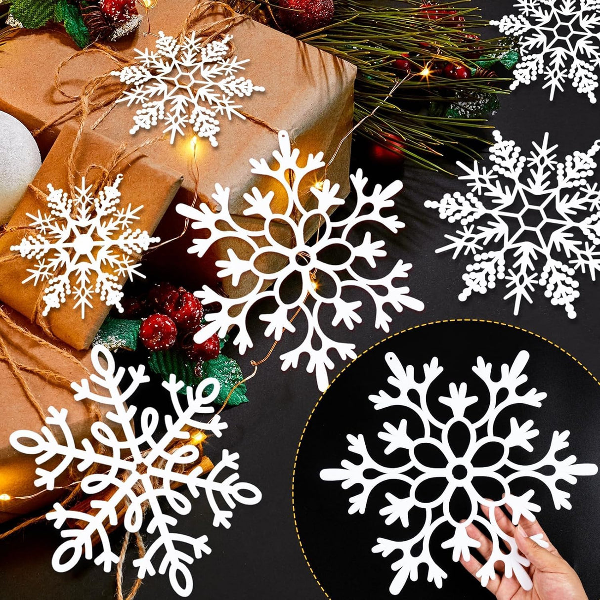 ADecoración Invierno adorno Exterior 12pcs Copos de Nieve Grandes