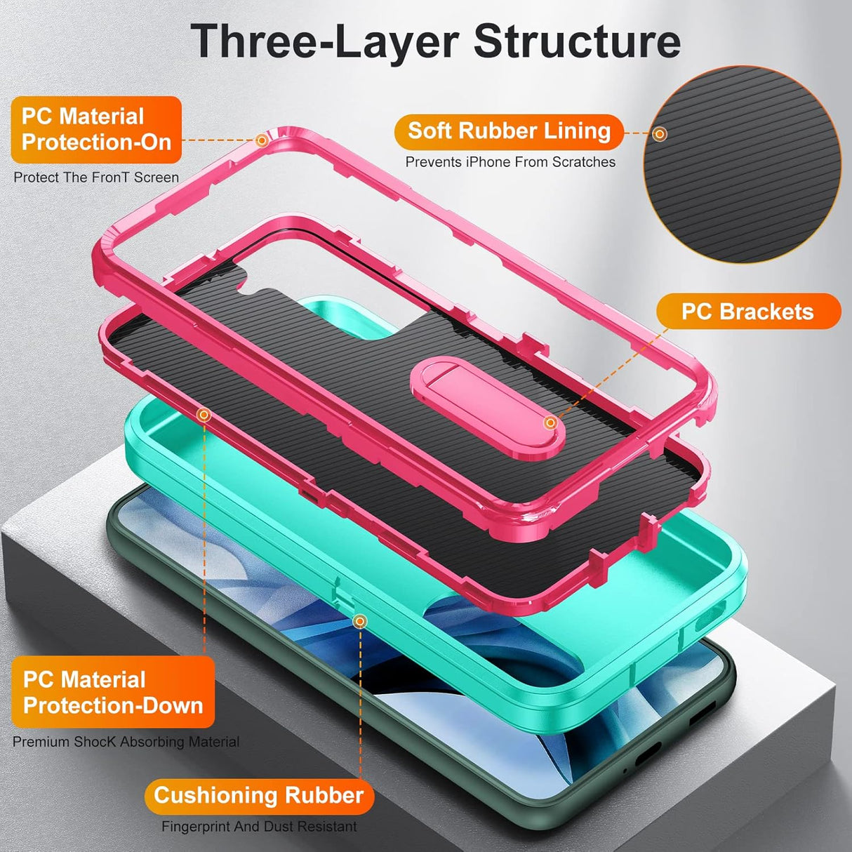 BaHaHoues Funda para Samsung Galaxy S22, Samsung S22 con soporte integrado, a prueba de golpes, polvo y caídas, de grado militar, funda protectora para Galaxy S22 5G de 6.1 pulgadas (azul aguamarina/rosa)