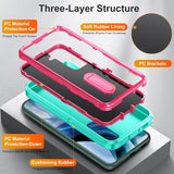 BaHaHoues Funda para Samsung Galaxy S22, Samsung S22 con soporte integrado, a prueba de golpes, polvo y caídas, de grado militar, funda protectora para Galaxy S22 5G de 6.1 pulgadas (azul aguamarina/rosa)