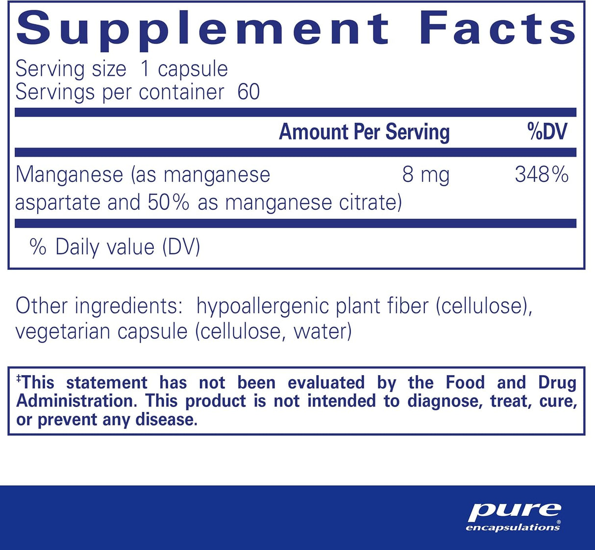 Suplementos Alimenticios Manganeso  mineral hipoalergénico