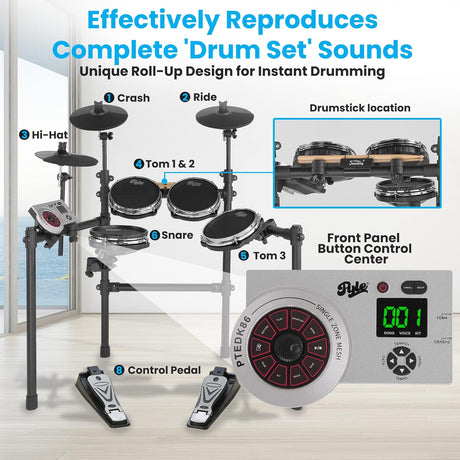 Batería Electrónica portátil con malla PYLE-PRO PTEDK86