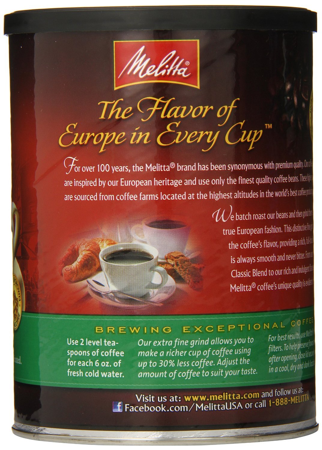 Café Melitta Clásico Descafeinado Tostado Medio, 10.5 oz, 12 Latas
