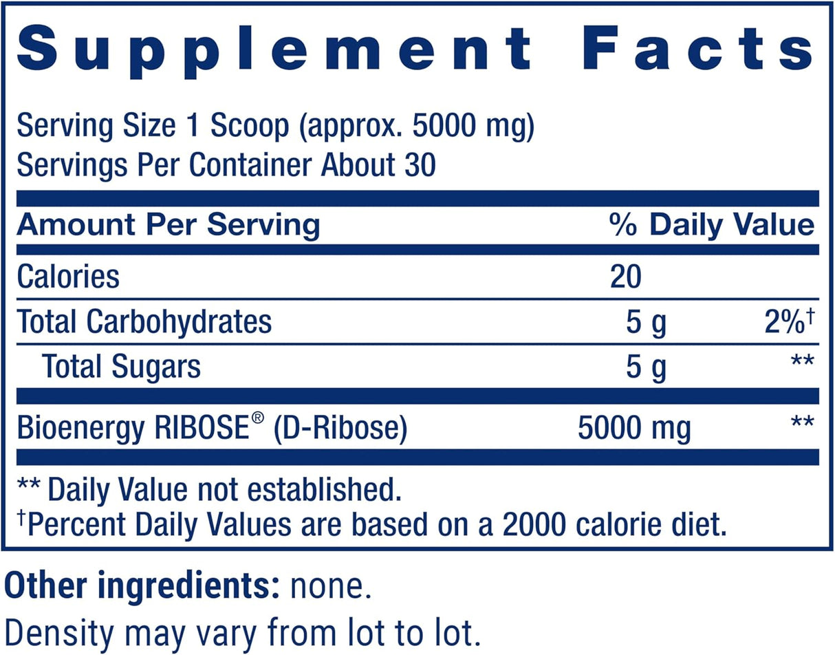 D-Ribosa en Polvo de Life Extension, Energía y Salud, 150 g