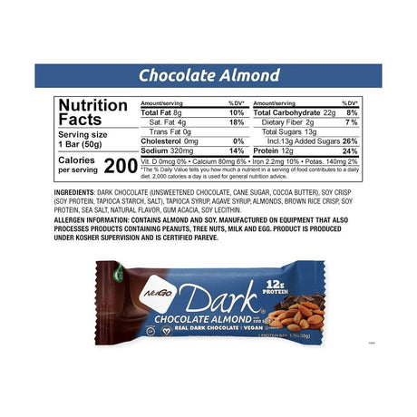 Nugo Bar de Chocolate Oscuro con Almendra y Sal 12u 1.76oz