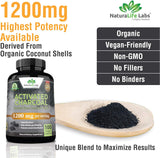 Suplemento Cápsulas de carbón activado  1200 mg  100 cáp