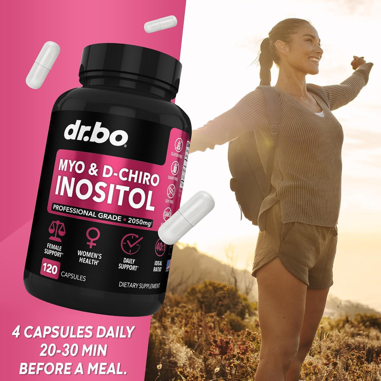 Suplemento de Inositol y D-Chiro en Cápsulas, 40:1, 120 cápsulas