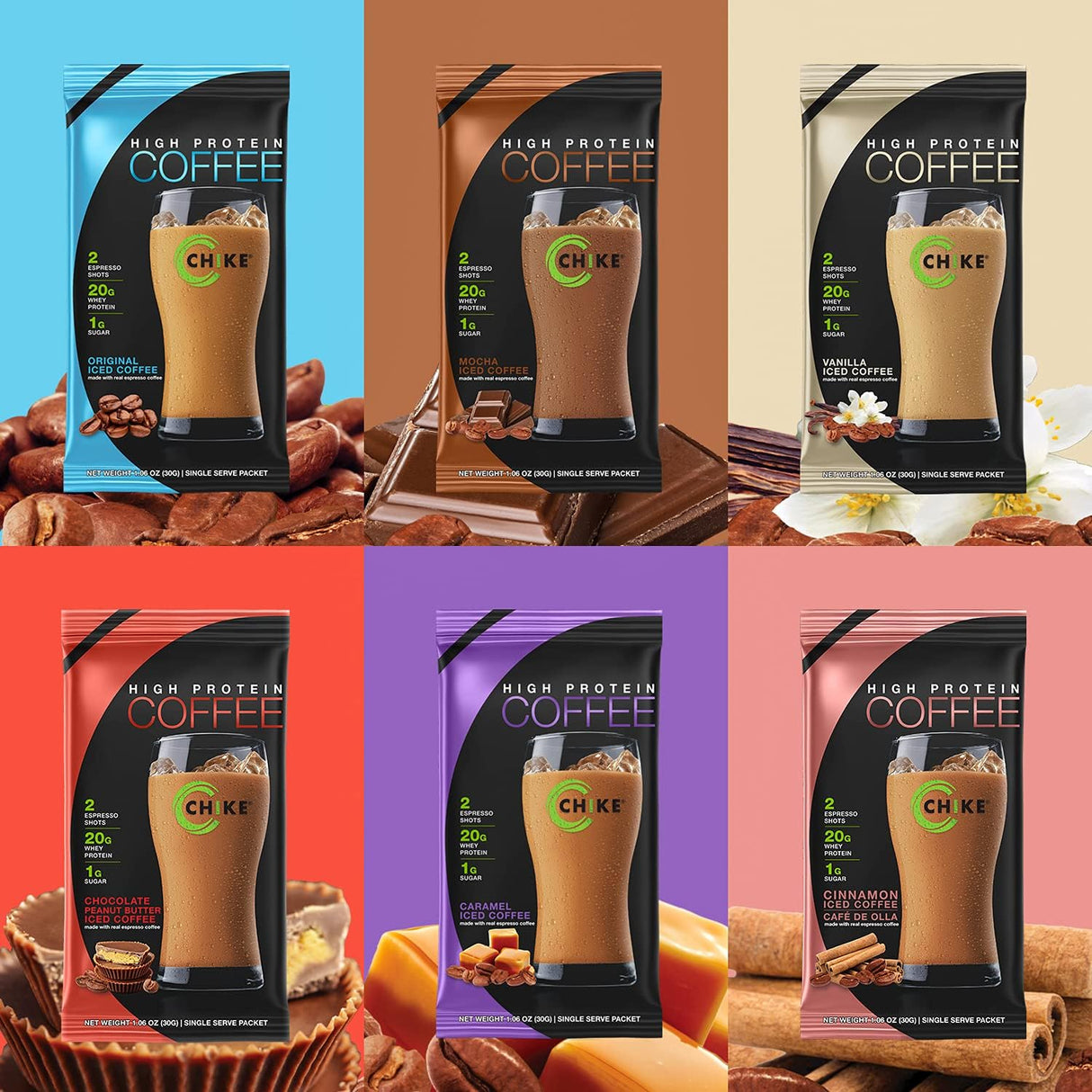 Chike Café Proteico, Pack Muestra, 20g Proteína, 6 Sobres