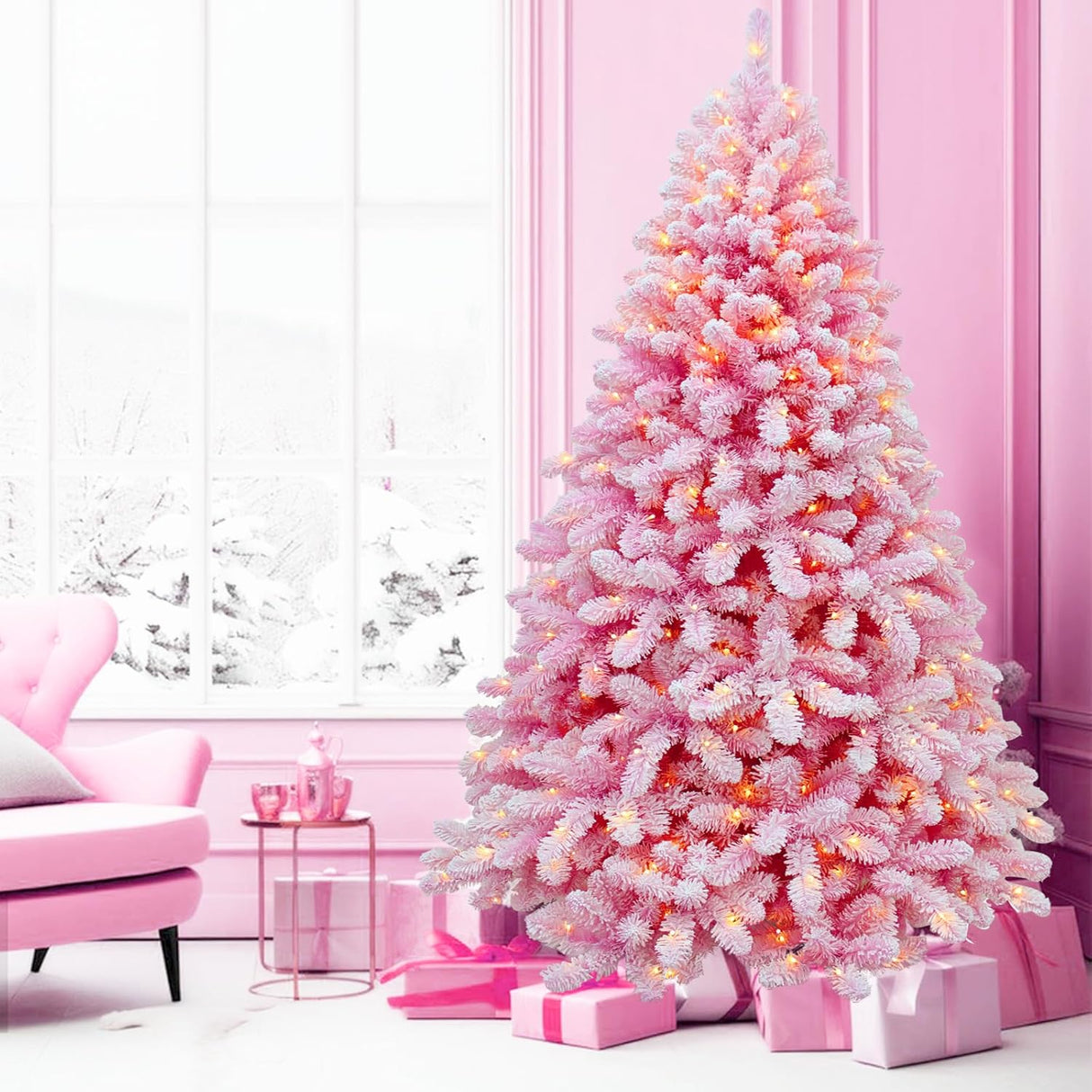Árbol de Navidad Artificial de 7.5ft Preiluminado con Funciones