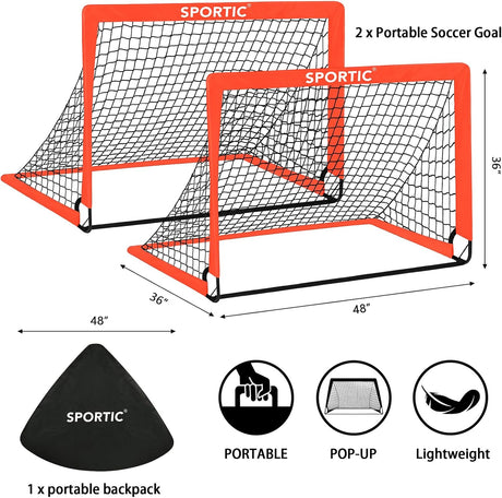 Pack 2 porterias de futbol con redes desplegables
