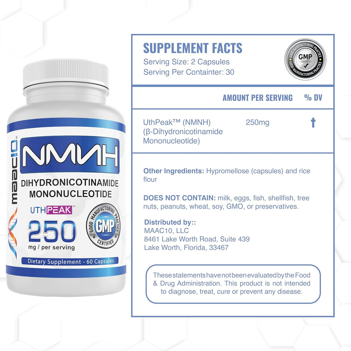 Suplemento Suplemento NMNH NAD+ 250mg  60 cápsulas