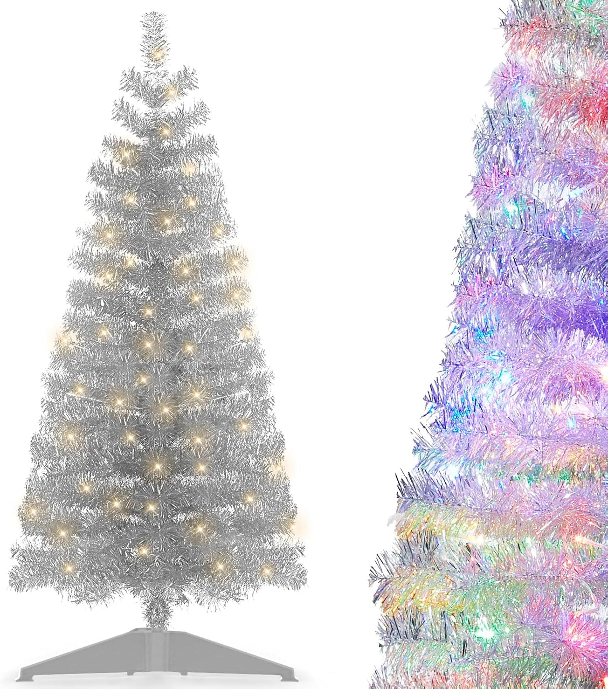 Árbol de Navidad Artificial Preiluminado, luces cálidas y coloridas, 4 pies