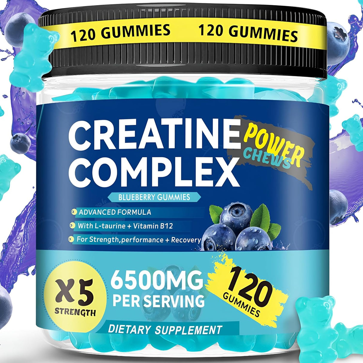 Gomitas de Creatina Monohidrato 6500mg X5 Fuerza Sin Azúcar