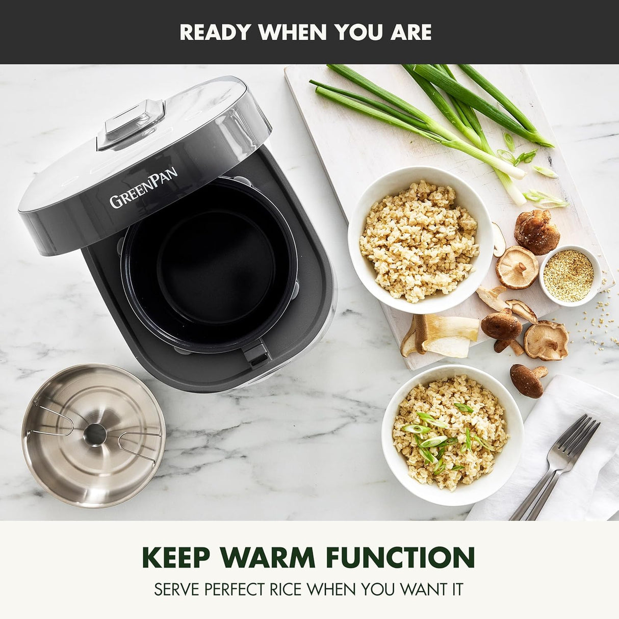 Cocedor de Arroz GreenPan, 4 Tazas, 10 Presets, PFAS-Free