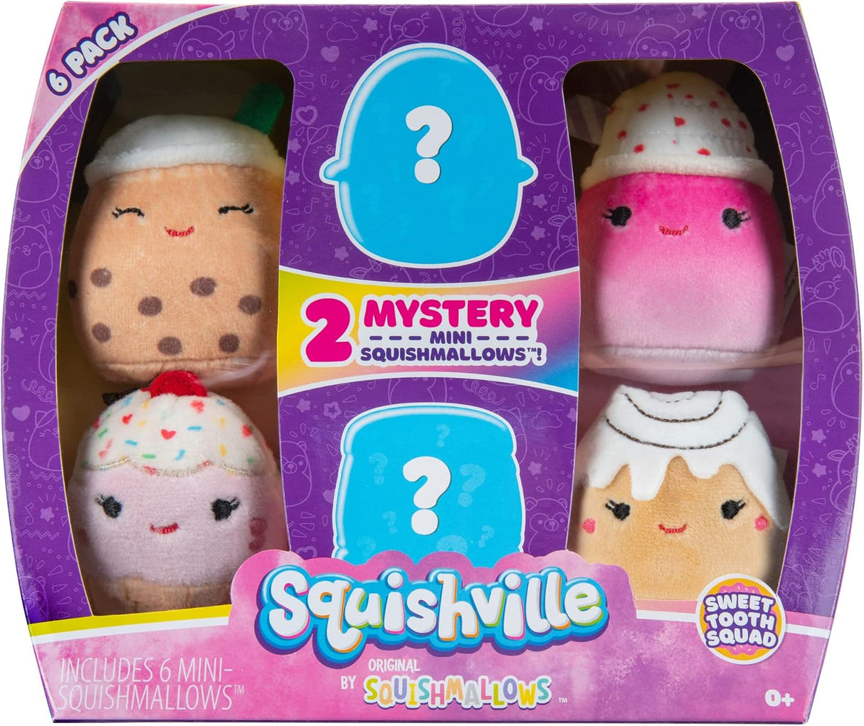 Peluches Squishville Sweet Tooth Squad - Bernice, Chanel, Cinnamon, Carmelita, Maya y Clara