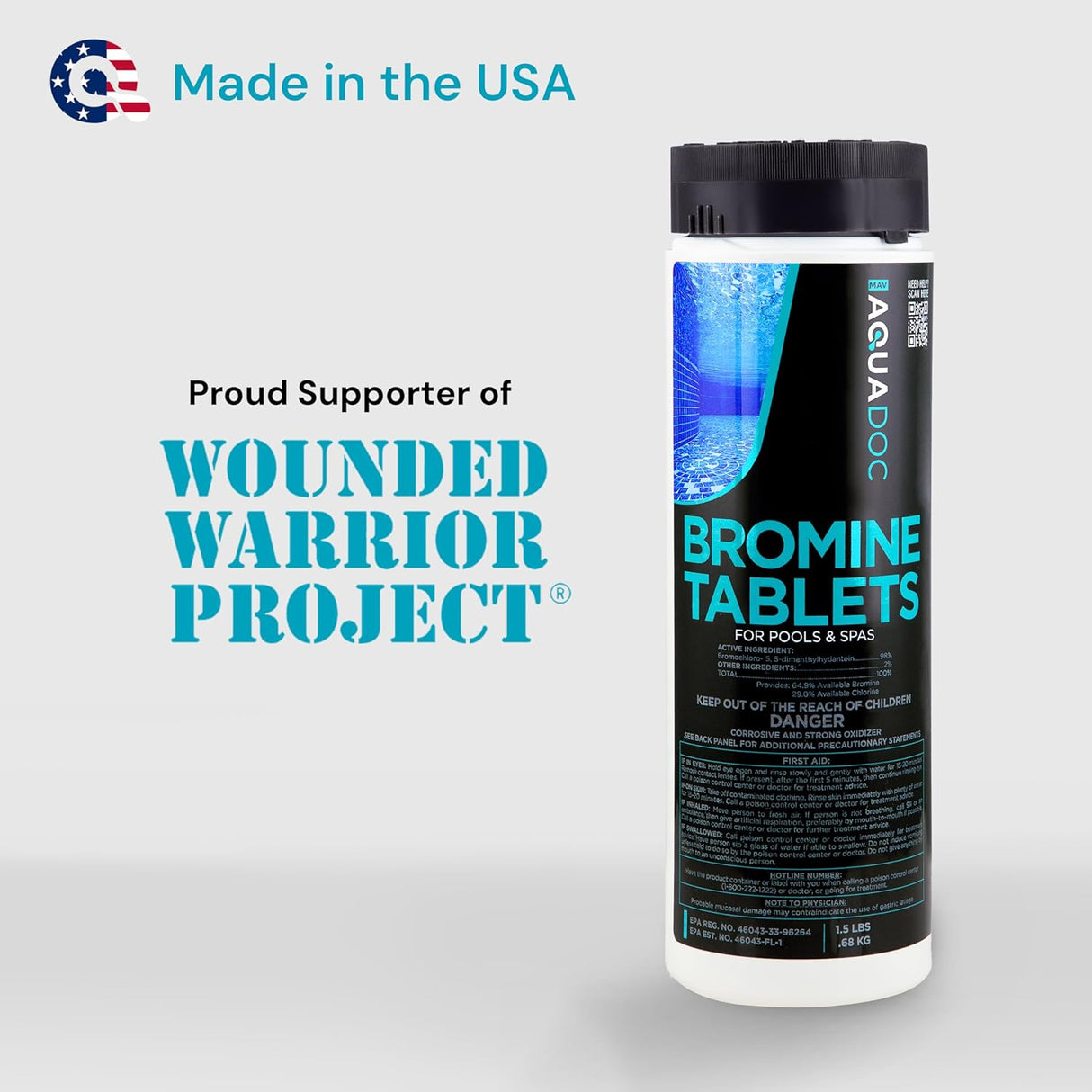 Tabletas de Bromuro AquaDoc 1.5lbs para Hot Tub y Spa