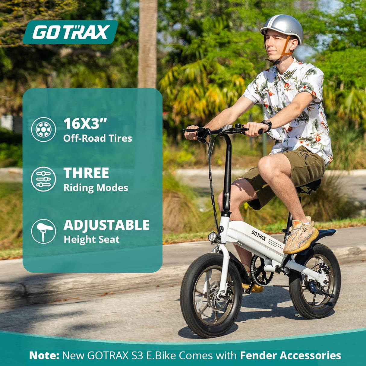 Bicicleta Eléctrica Gotrax S3, 750W, 25 millas, Plegable