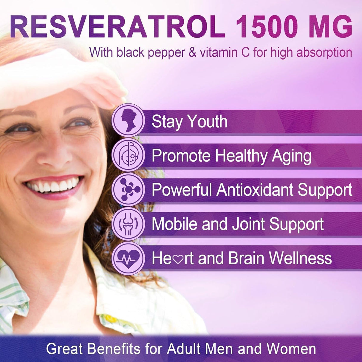 Suplemento Gomitas de resveratrol de 1500 mg  sin azúcar con quercetina