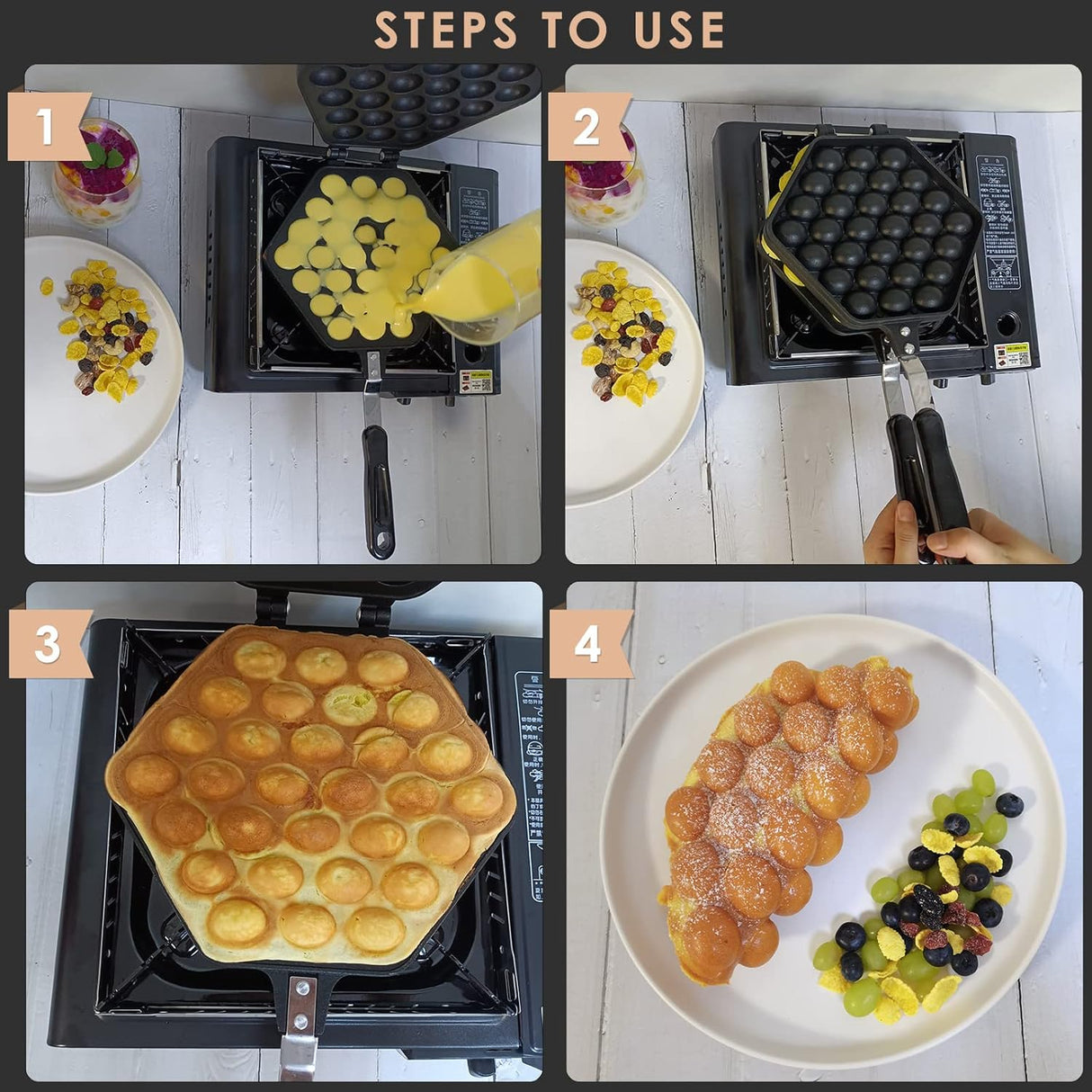 Máquina de Waffles MAOPINER, molde antiadherente, doble cara