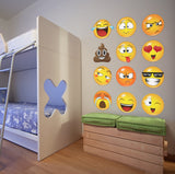 Adhesivo gráfico de pared con 12 caras grandes de Emoji