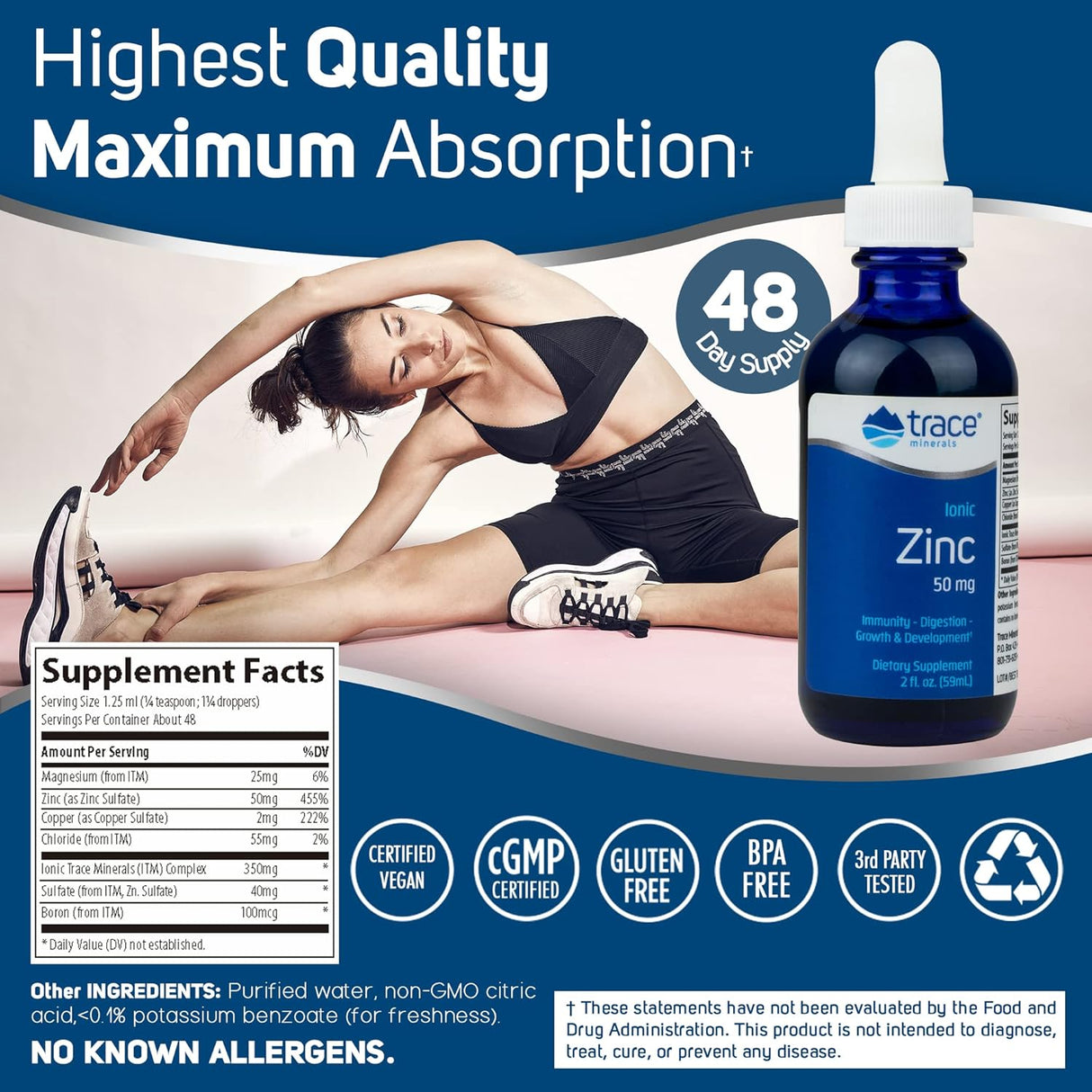 Suplementos Zinc iónico líquido con magnesio  50 mg