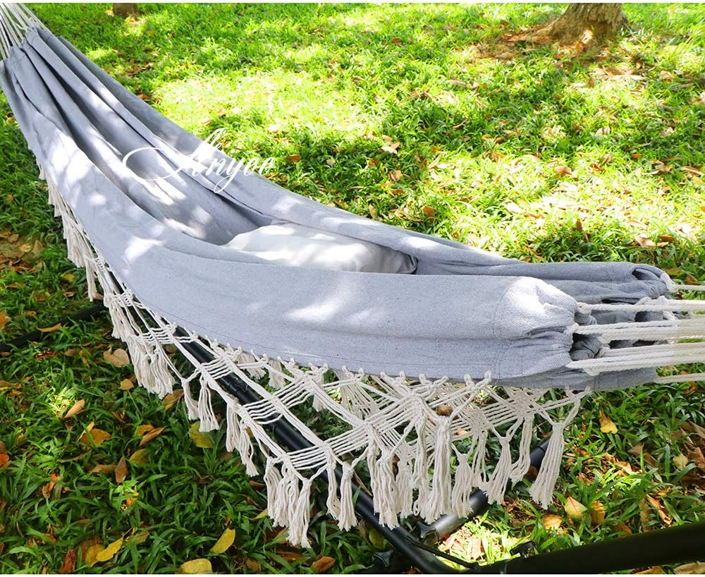 Hamaca Anyoo de Algodón con Borlas, Soporta 450lbs, Deluxe