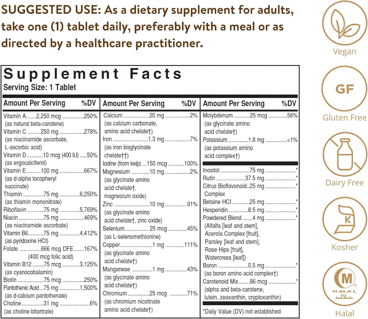 Solgar VM-75 Multivitamínico Vegano, 90 Tabletas