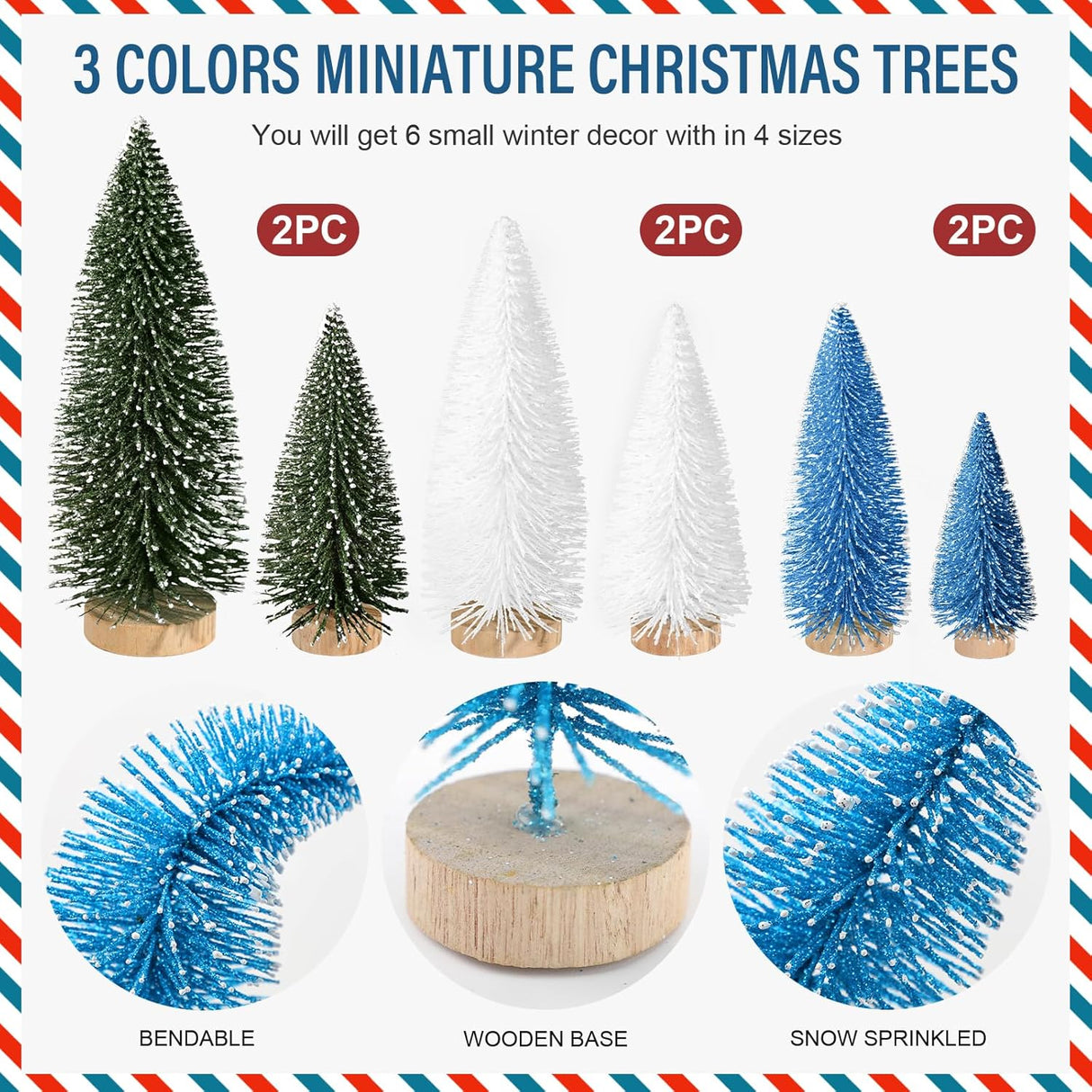 Arbolitos de Navidad Hatisan 6pcs con Base de Madera