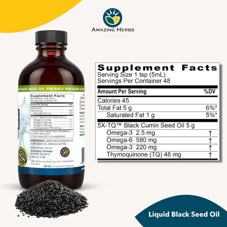 Aceite de Semilla Negra Amazing Herbs 8 oz - Salud Digestiva