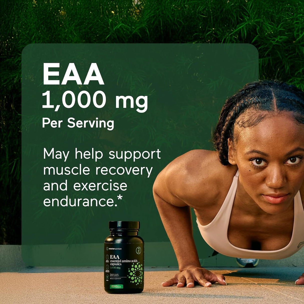 SMARTERNUTRITION Cápsulas EAA - 1g, Veganas, Sin Gluten, 60u