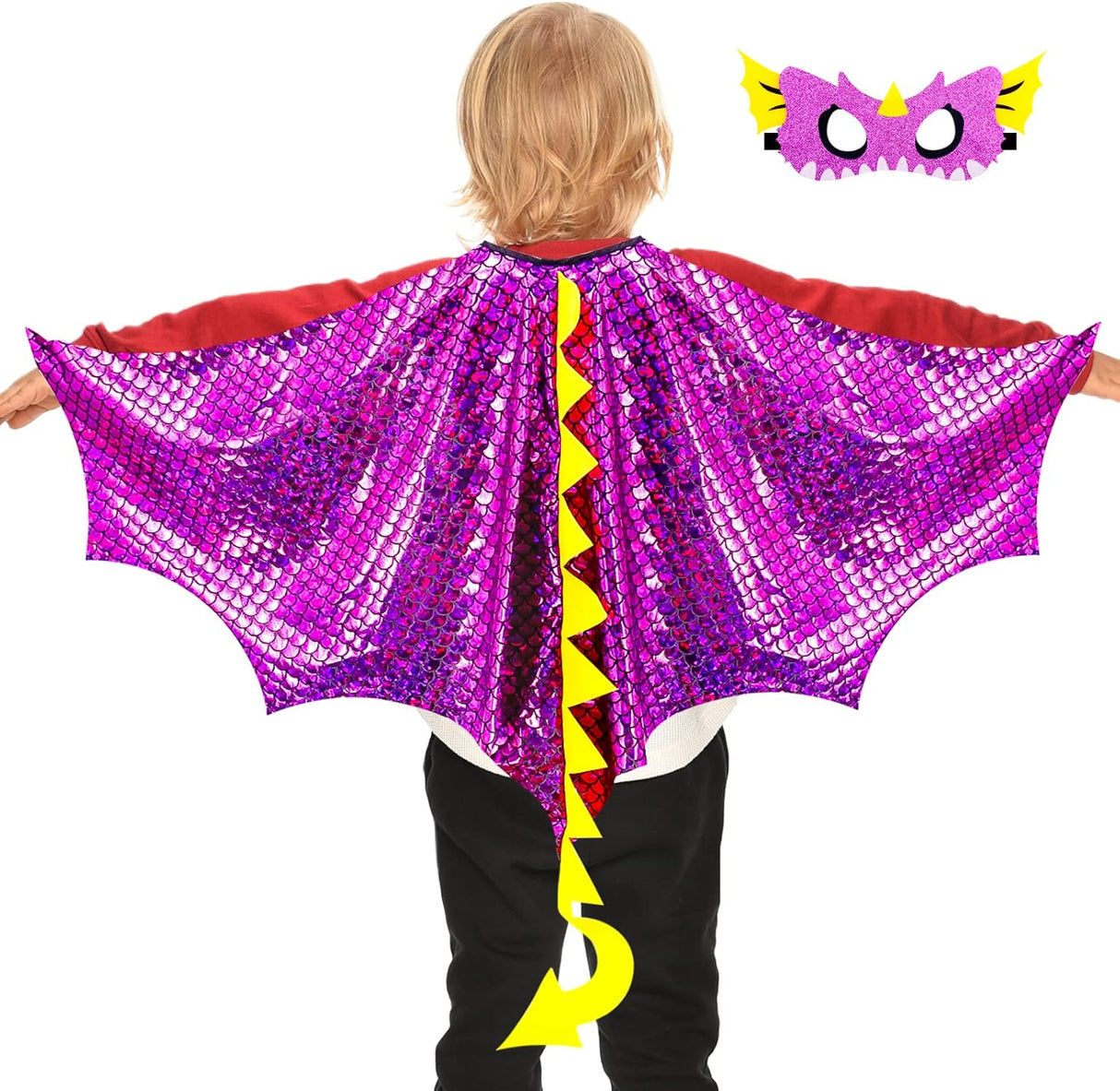 Disfraces de alas de dragón para niños talla única morado