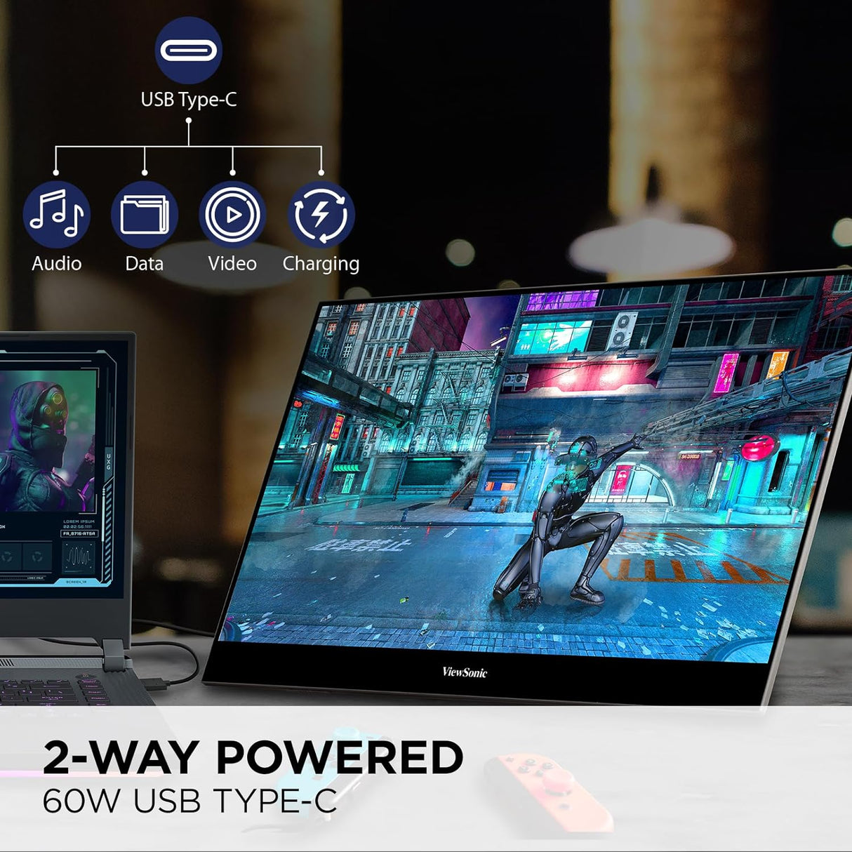 Monitor portátil 4K OLED 15.6 ViewSonic, 60W USB-C, VX1655