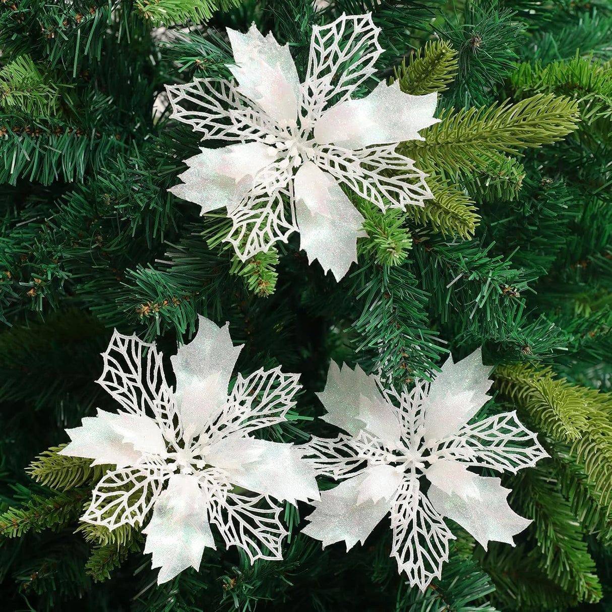 Flores Poinsettia Artificial 16 Pcs - Wironlst, Decoración Navideña