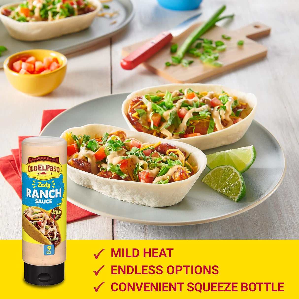Salsa Taco Old El Paso, Salsa Ranch Zesty, Botella 9 oz.