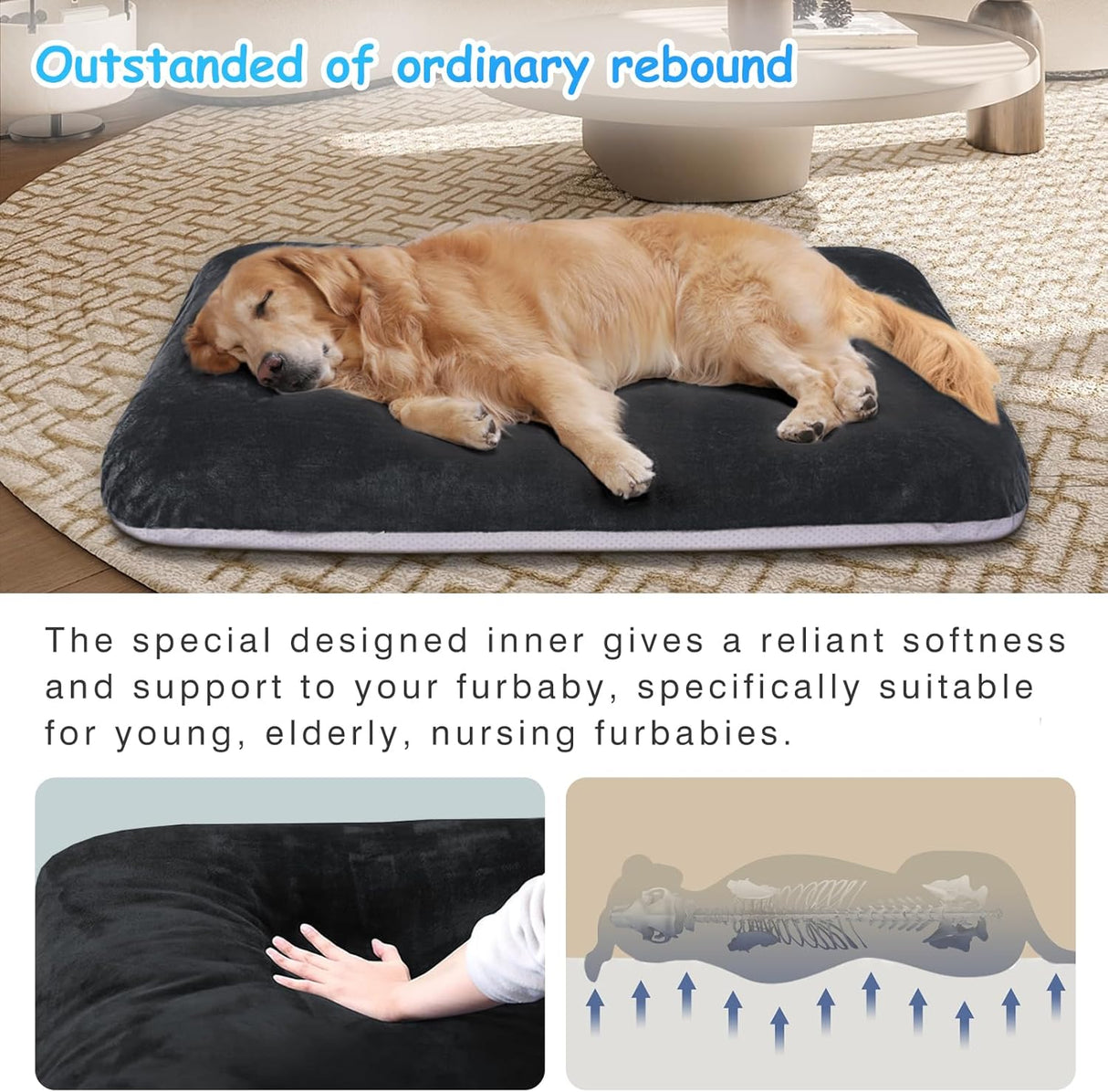 Cama ortopédica para perros XL Magic Dog, 47 pulgadas, suave