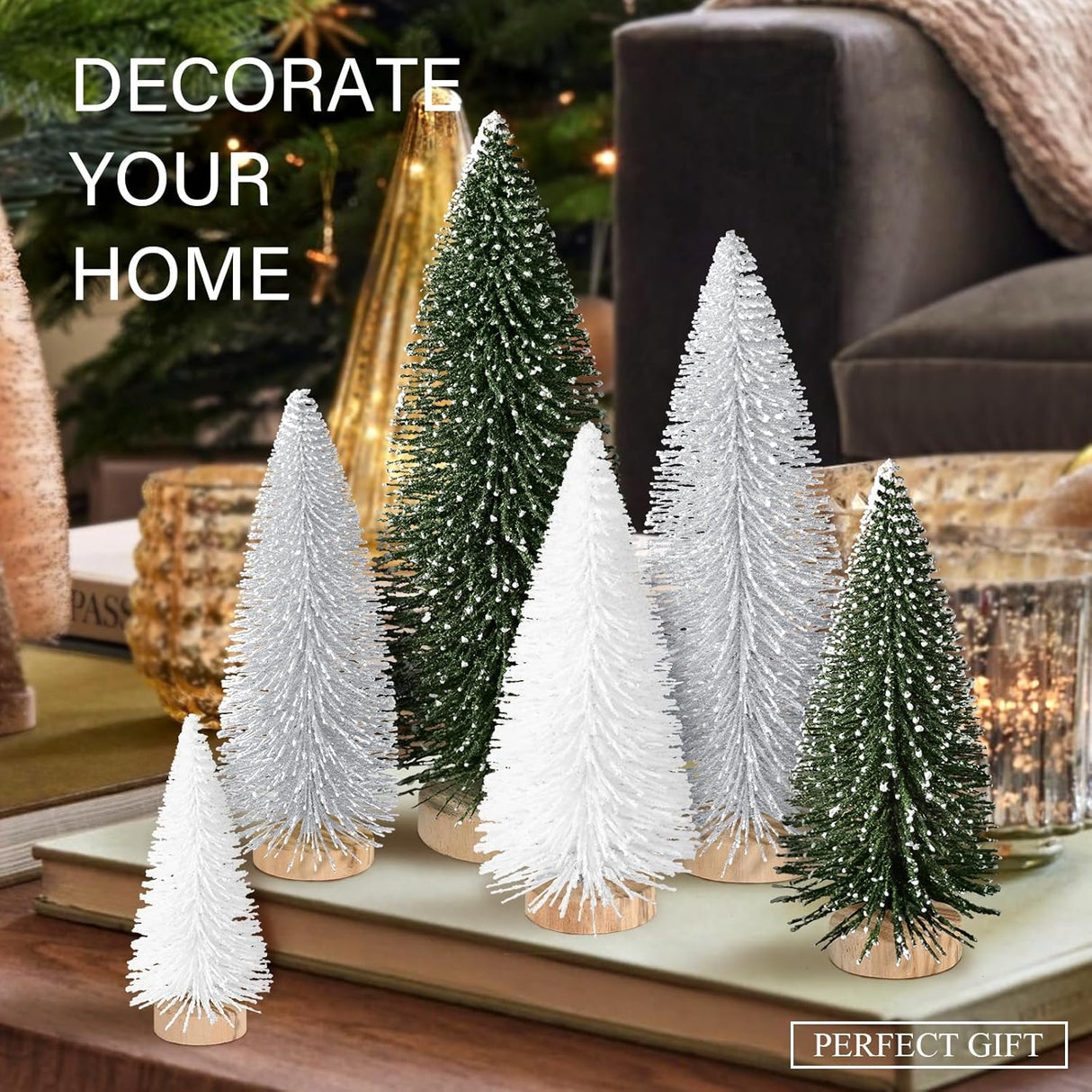 Mini Árboles de Navidad Hatisan con Base de Madera, Decoración