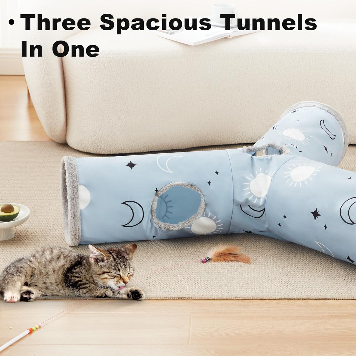 Túnel para Gatos Love's Cabin 3 Vías con Juguetes y Agujeros