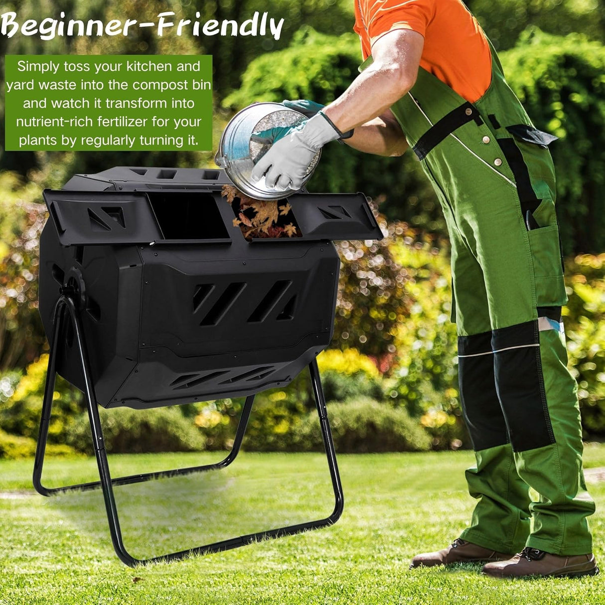 Compostador Doble F2C 43 Galones, Acero, Puertas Deslizantes
